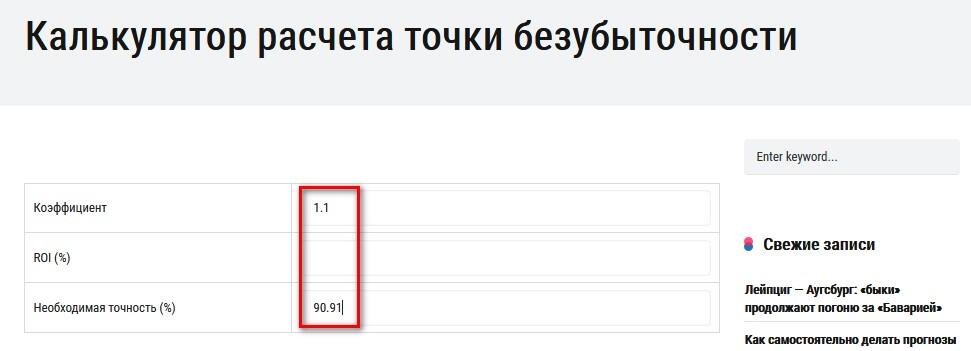 Как рассчитать точку безубыточности в ставках